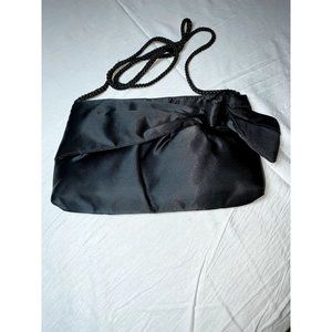 Pacific Connections Black Satin Formal Clutch with Oversized Bow/Mini Purse